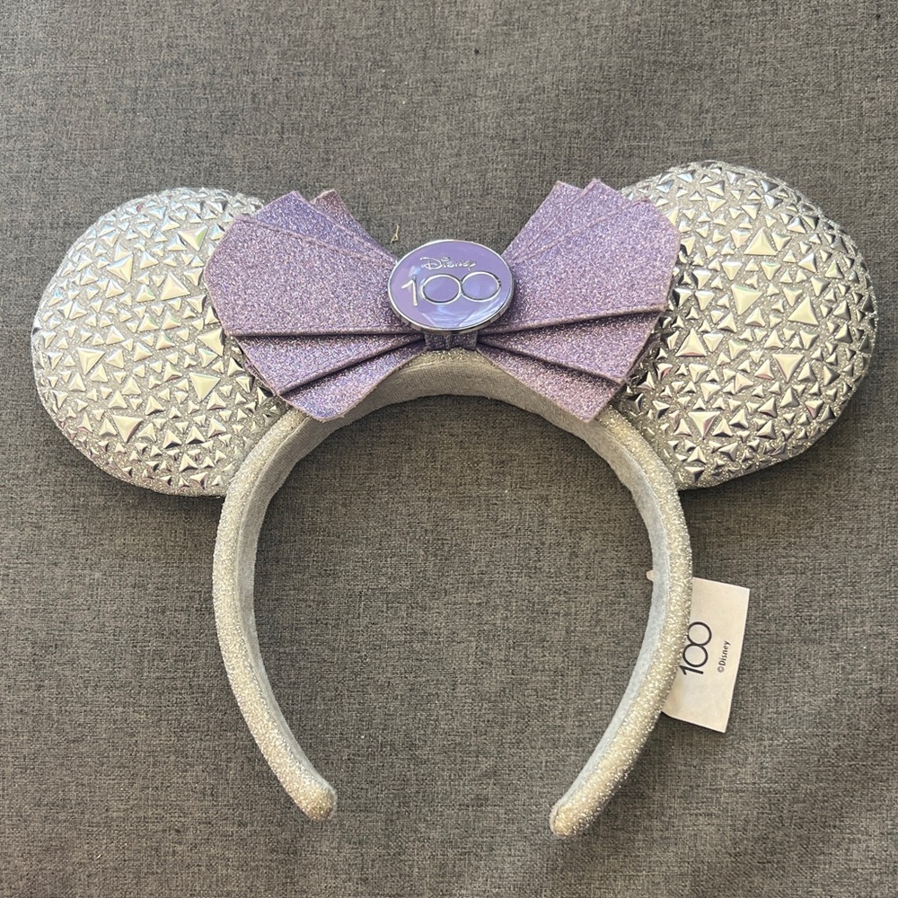 Disney Glittery Silver and Purple Mouse Ears Headband